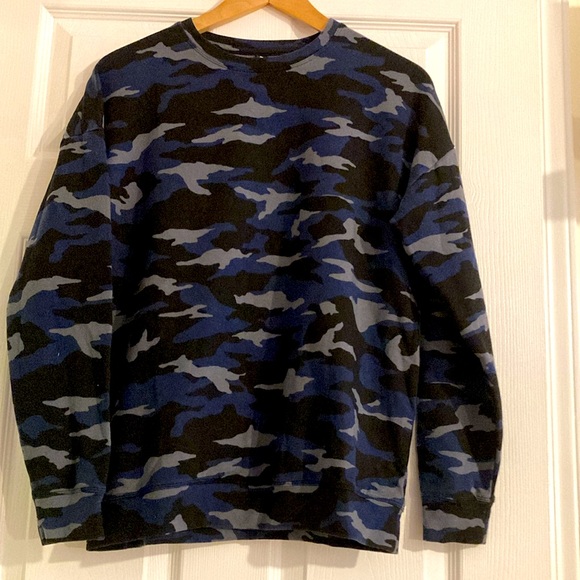 Athleta Balanced Printed Pullover Small Blue/Black Camo Small - Picture 5 of 7
